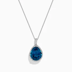 Necklaces & Pendants|BH Multi Ocean Bleu 14K Gold London Blue Topaz and Diamond Pendant, 9.45 TCW