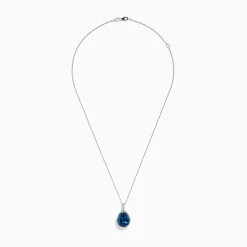 Necklaces & Pendants|BH Multi Ocean Bleu 14K Gold London Blue Topaz and Diamond Pendant, 9.45 TCW