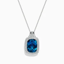 Necklaces & Pendants|BH Multi Ocean Bleu 14K Gold London Blue Topaz and Diamond Pendant, 12.45 TCW