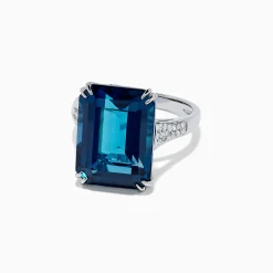 Rings|BH Multi Ocean Bleu 14K Gold London Blue Topaz and Diamond Ring, 15.14 TCW