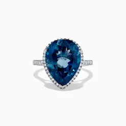 Rings|BH Multi Ocean Bleu 14K Gold London Blue Topaz and Diamond Ring, 11.21 TCW