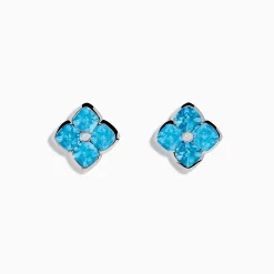 Earrings|Effy Jewelry Ocean Bleu 14K White Gold Blue Topaz and Diamond Earrings