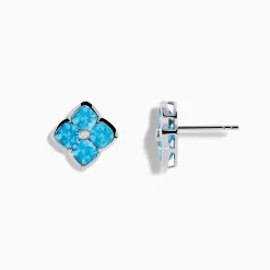 Earrings|Effy Jewelry Ocean Bleu 14K White Gold Blue Topaz and Diamond Earrings