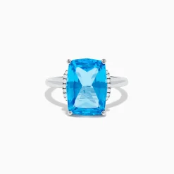 Rings|Effy Jewelry Ocean Bleu 14K White Gold Blue Topaz and Diamond Ring