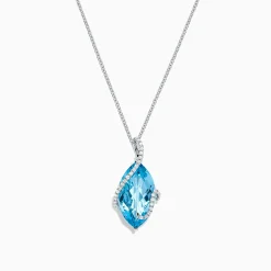 Necklaces & Pendants|Effy Jewelry Ocean Bleu 14K White Gold Blue Topaz u0026 Diamond Pendant, 7.27 TCW