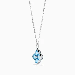 Necklaces & Pendants|Effy Jewelry Ocean Bleu 14K White Gold Blue Topaz and Diamond Pendant