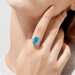 Rings|Effy Jewelry Ocean Bleu 14K White Gold Blue Topaz and Diamond Ring, 8.06 TCW