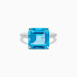Rings|Effy Jewelry Ocean Bleu 14K White Gold Blue Topaz and Diamond Ring