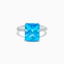 Rings|Effy Jewelry Ocean Bleu 14K White Gold Blue Topaz and Diamond Ring