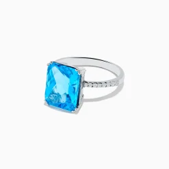 Rings|Effy Jewelry Ocean Bleu 14K White Gold Blue Topaz and Diamond Ring