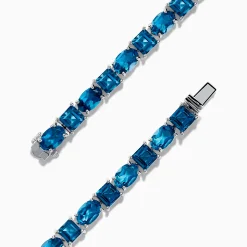 Bracelets|Effy Jewelry Ocean Bleu 14K White Gold London Blue Topaz Tennis Bracelet 19.20 TCW