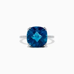 Rings|BH Multi Ocean Bleu 14K White Gold London Blue Topaz and Diamond Ring, 8.40 TCW