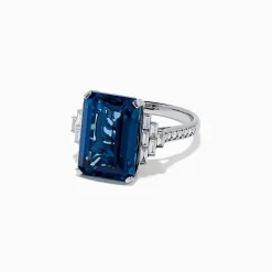 Rings|BH Multi Ocean Bleu 14K White Gold London Blue Topaz and Diamond Ring, 8.92 TCW