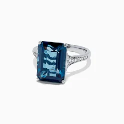 Rings|BH Multi Ocean Bleu 14K White Gold London Blue Topaz and Diamond Ring, 8.98 TCW