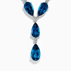 Necklaces & Pendants|BH Multi Ocean Bleu 14K White Gold London Blue Topaz and Diamond Necklace