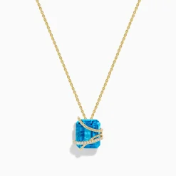 Necklaces & Pendants|Effy Jewelry Ocean Bleu 14K Yellow Gold Blue Topaz and Pendant