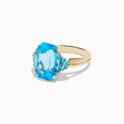 Rings|Effy Jewelry Ocean Bleu 14K Yellow Gold Blue Topaz Ring