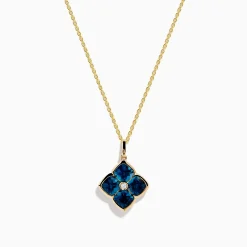 Necklaces & Pendants|Effy Jewelry Ocean Bleu 14K Yellow Gold London Blue Topaz and Diamond Pendant
