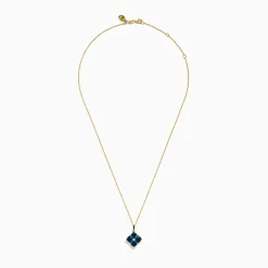 Necklaces & Pendants|Effy Jewelry Ocean Bleu 14K Yellow Gold London Blue Topaz and Diamond Pendant