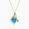 Necklaces & Pendants|Effy Jewelry Ocean Bleu 14K Yellow Gold Blue Topaz and Diamond Pendant