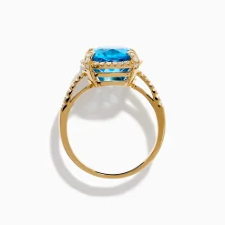 Rings|Effy Jewelry Ocean Bleu 14K Yellow Gold Blue Topaz Ring
