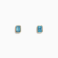 Earrings|Effy Jewelry Ocean Bleu 14K Yellow Gold Blue Topaz Stud Earrings, 1.37 TCW