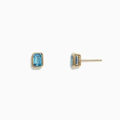 Earrings|Effy Jewelry Ocean Bleu 14K Yellow Gold Blue Topaz Stud Earrings, 1.37 TCW
