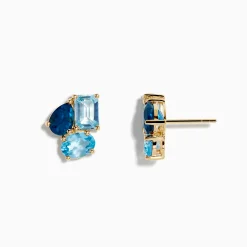 Earrings|Effy Jewelry Ocean Bleu 14K Yellow Gold Sky, London, and Blue Topaz Earrings