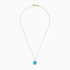 Necklaces & Pendants|Effy Jewelry Ocean Bleu 14K Yellow Gold Blue Topaz and Diamond Pendant