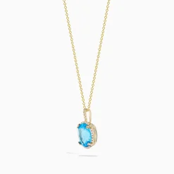 Necklaces & Pendants|Effy Jewelry Ocean Bleu 14K Yellow Gold Blue Topaz and Diamond Pendant