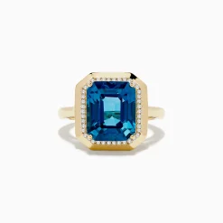 Rings|BH Multi Ocean Bleu 14K Yellow Gold London Bleu and Diamond Ring