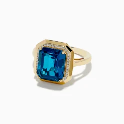 Rings|BH Multi Ocean Bleu 14K Yellow Gold London Bleu and Diamond Ring
