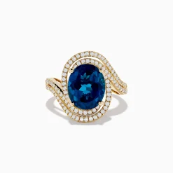 Rings|Effy Jewelry Ocean Blue 14K Gold London Blue Topaz and Diamond Ring