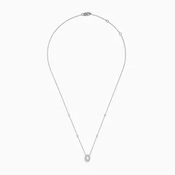 Necklaces & Pendants|Effy Jewelry Pave Classica 14K White Gold Diamond Oval Necklace