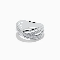 Rings|Effy Jewelry Pave Classica 14K White Gold Diamond Cross Over Ring, 0.40 TCW