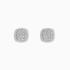 Earrings|Effy Jewelry Pave Classica 14K White Gold Diamond Square Stud Earrings