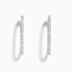 Earrings|Effy Jewelry Pave Classica 14K White Gold 1 1/2" Diamond Inside-Out Hoop Earrings 3.19 TCW