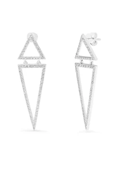 Earrings|Effy Jewelry Pave Classica 14K White Gold Diamond Triangles Earrings, 0.59 TCW