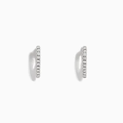 Earrings|BH Multi Pave Classica 14K White Gold Diamond Huggie Earrings, 0.22 TCW