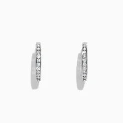 Earrings|Effy Jewelry Pave Classica 14K White Gold Channel-Set Diamond Hoop Earrings, 0.48 TCW