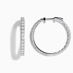 Earrings|Effy Jewelry Pave Classica 14K White Gold 1" Diamond Inside-Out Hoop Earrings 1.96 TCW