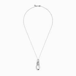 Necklaces & Pendants|Effy Jewelry Pave Classica 14K White Gold Diamond Interlocking Links Pendant