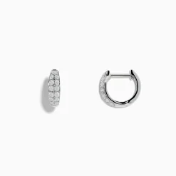 Earrings|Effy Jewelry Pave Classica 14k White Gold Diamond Huggie Earrings