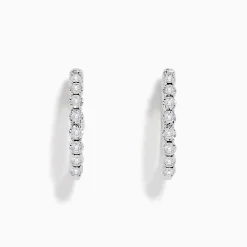 Earrings|BH Multi Pave Classica 14K White Gold 3/4" Diamond Hoop Earrings 0.43 TCW