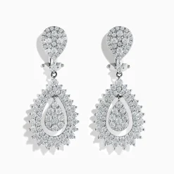 Earrings|Effy Jewelry Pave Classica 14K White Gold French Clip Diamond Statement Drop Earrings 3.28 TCW