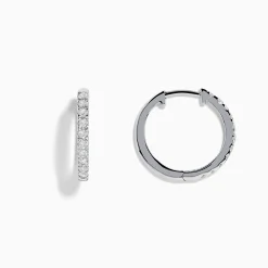 Earrings|Effy Jewelry Pave Classica 14k White Gold 5/8" Diamond Hoop Earrings 0.49 TCW