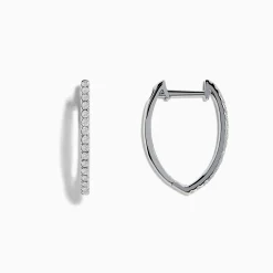 Earrings|Effy Jewelry Pave Classica 14k White Gold 3/4" Diamond Hoop Earrings 0.31 TCW