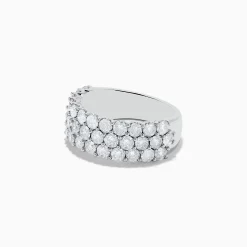 Rings|Effy Jewelry Pave Classica 14K White Gold Three Row Diamond Band 2.90 TCW