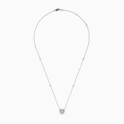 Necklaces & Pendants|Effy Jewelry Pave Classica 14K White Gold Diamond Heart Necklace