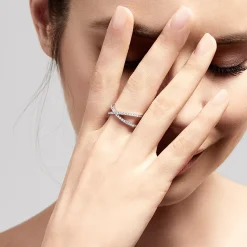 Rings|Effy Jewelry Pave Classica 14K White Gold Diamond Criss Cross Ring, 0.40 TCW